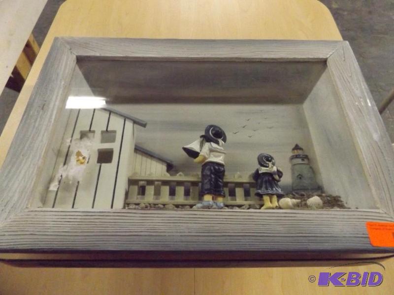 Shadow box picture of the beach with lighthou...
