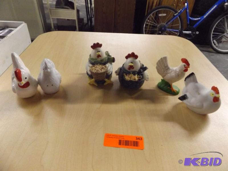 chicken figurines, cookie jar...
