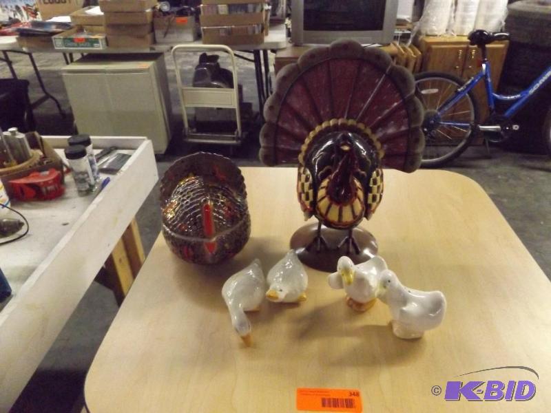 Turkey and Goose figurines,&nbsp goose has b...