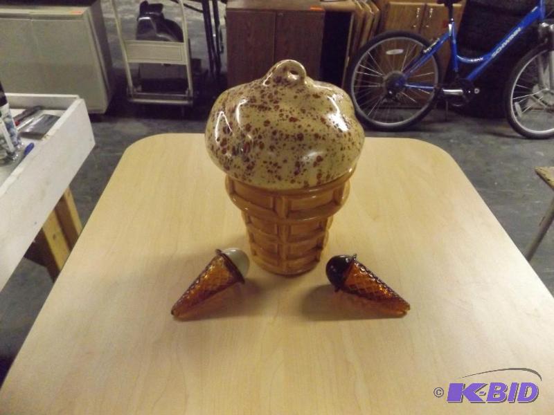 Ice Cream Cone Cookie Jar, with ice cream con...