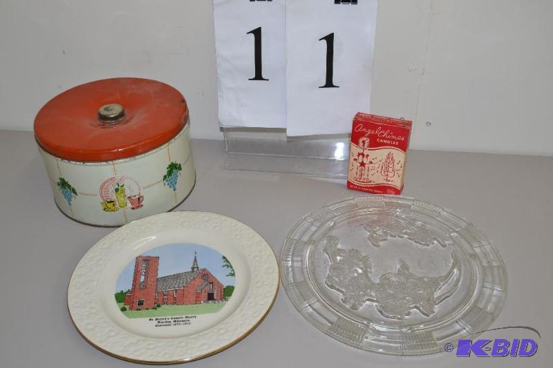 lot 11 image: Serving plates and Kitchen Tin