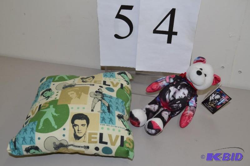 lot 54 image: Elvis teddy bear and pillow
