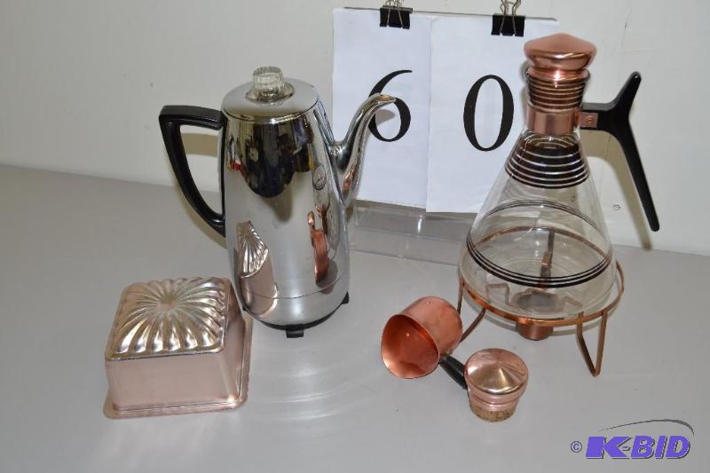 lot 60 image: Coffee pots and jello mold