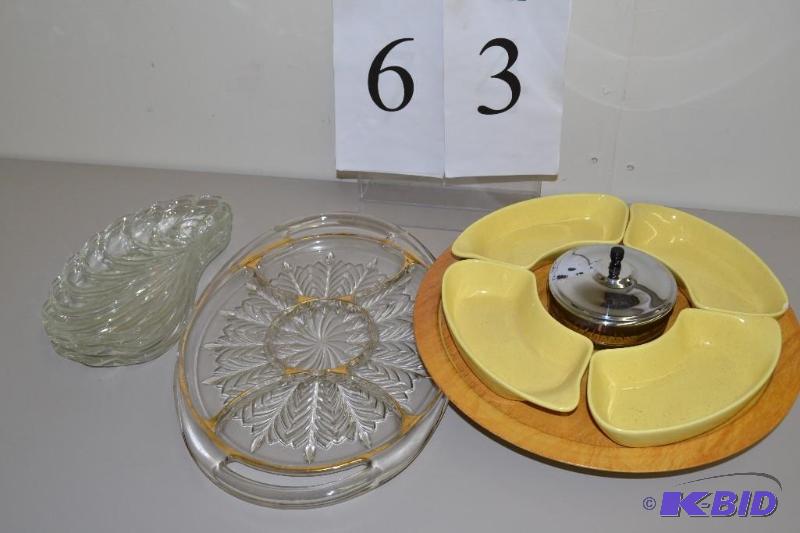 lot 63 image: Lazy Susan, glass dishes