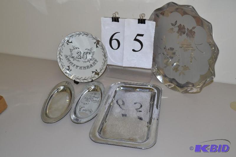 lot 65 image: 25th Anniversary plate & silver platter