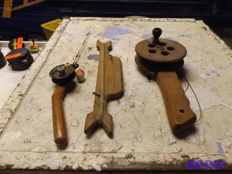 Three older fishing rods for ice fishing...