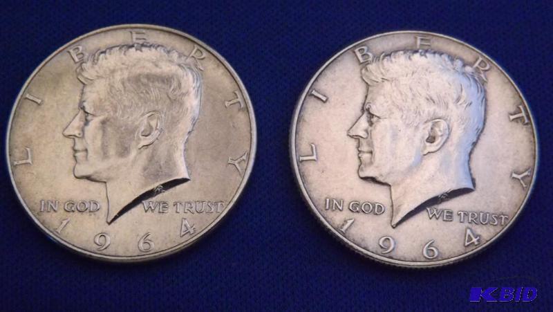Two 1964 Kennedy Half Dollar Coins, both coin...