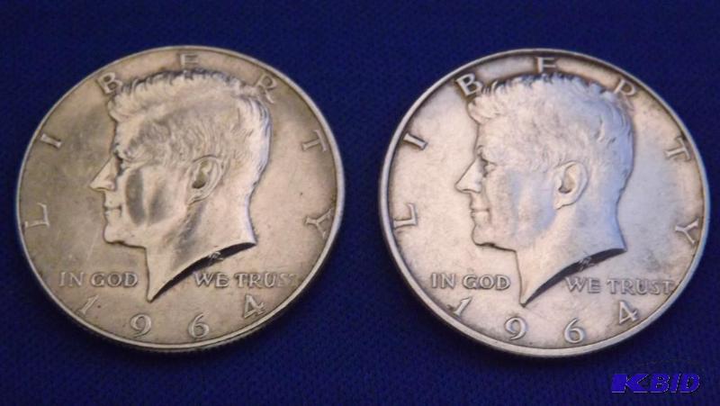 Two 1964 Kennedy Half Dollar Coins, both are ...