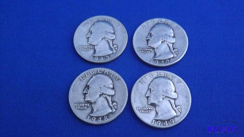 Lot of 4 Silver Quarters (see pictures for da...