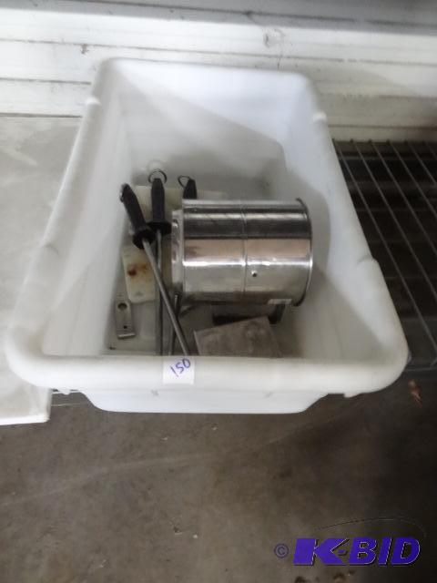 Poly Bin With Sharpening Steels. Sifter, Meat...