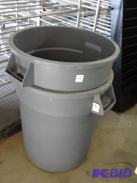 2 Rubbermaid Trash Cans. 70 Gal....