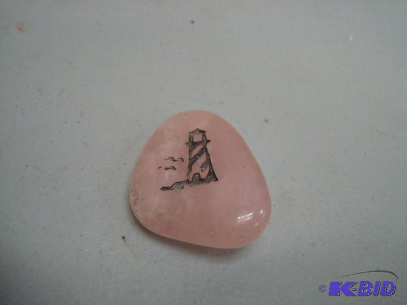 Polished Stone With Light House Etching...