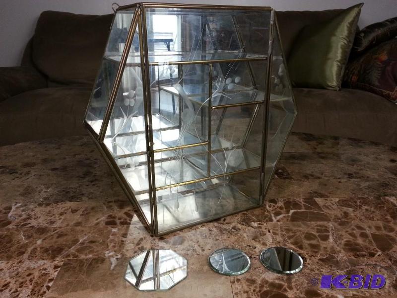 Mirrored Glass Display Case  (3) Figurine Mirrors
