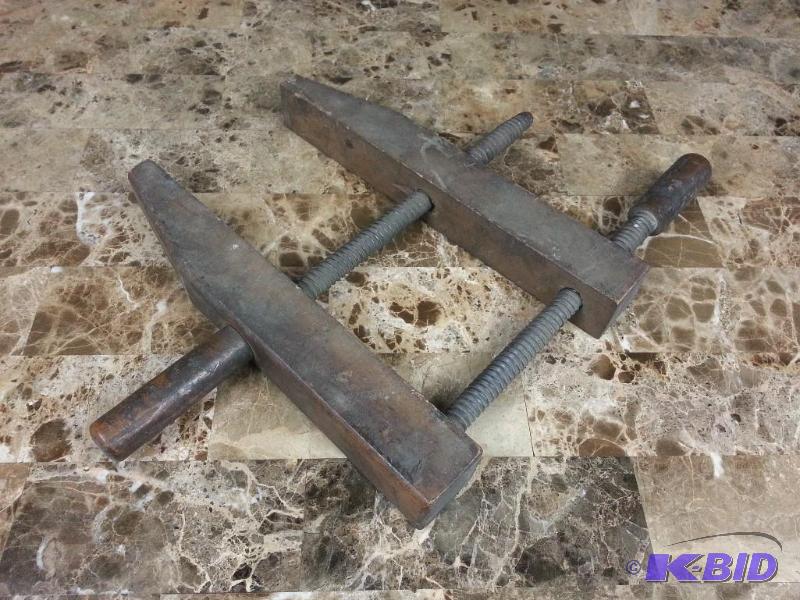 Set of (6) Primitive Wooden 12 Screw Clamp Vices