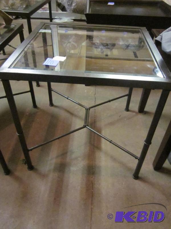 Bronze metal end table with glass.  &nbsp  &...