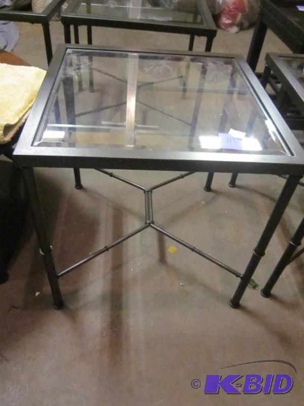 Bronze metal end table with glass.  &nbsp  &...