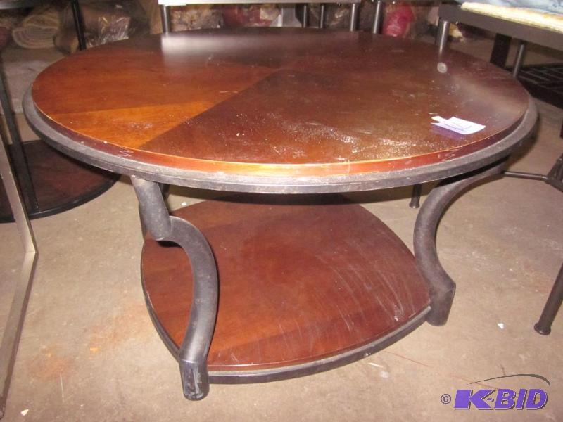 Wood and metal round coffee table.  &nbsp  &...