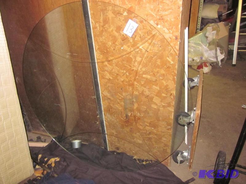 Large 48 inch round grooved glass table top, ...