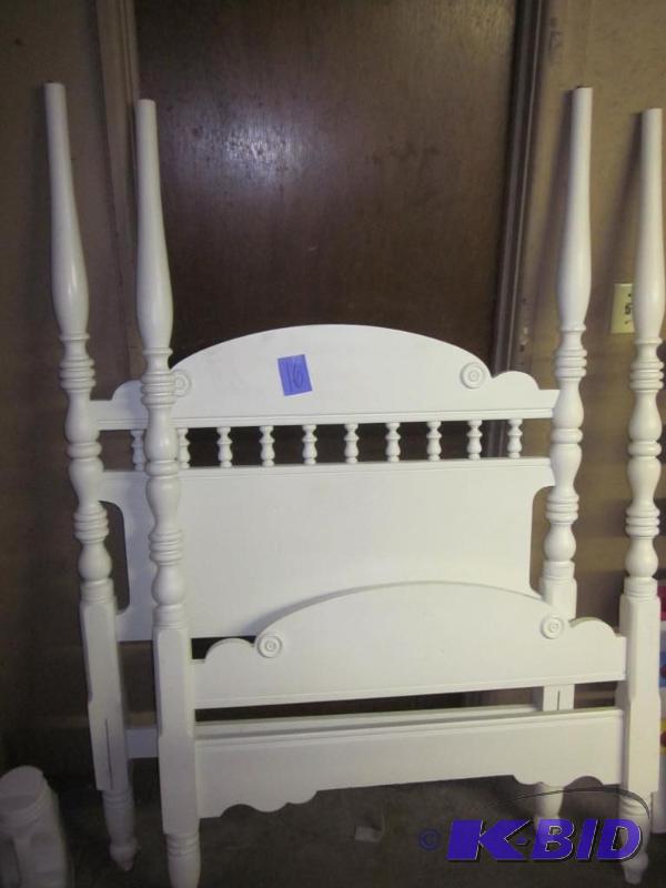 Wood twin foot and headboard pedestal bed fra...