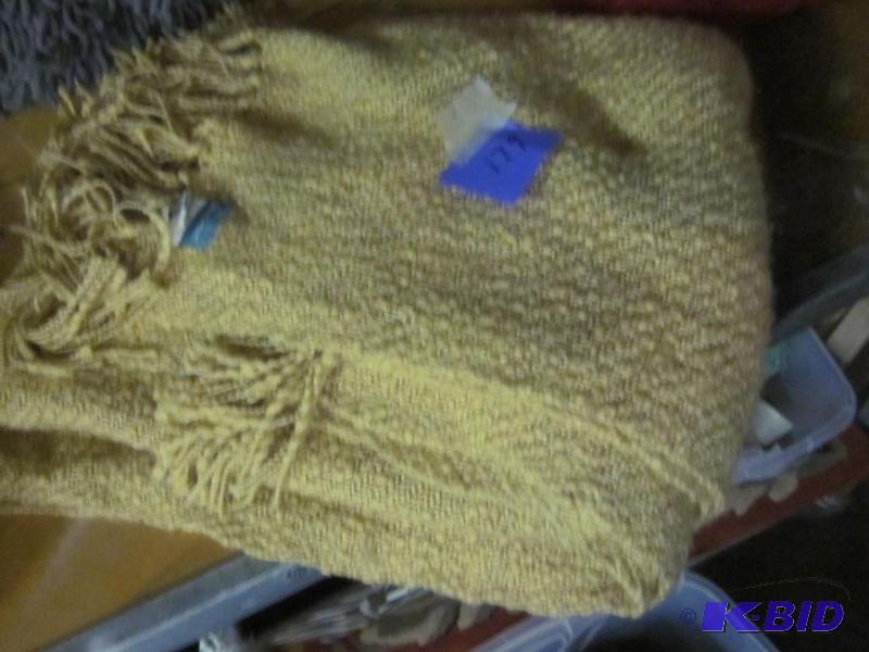 Large off white yellow throw blanket.  &nbsp...