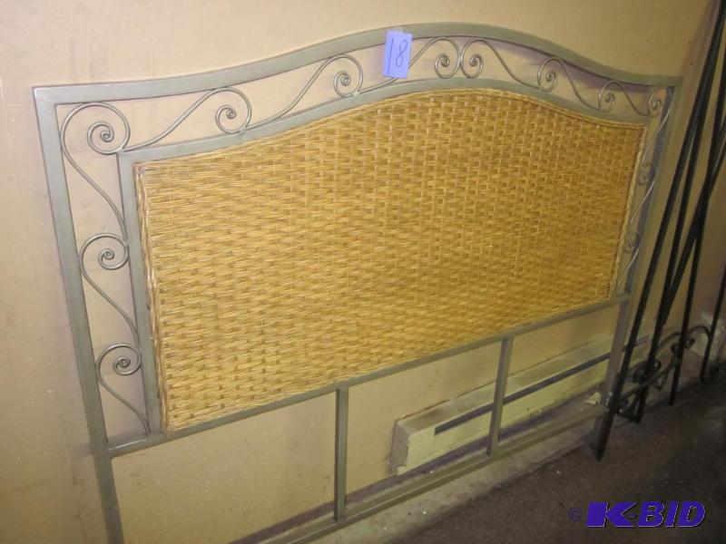Queen size metal and rattan headboard, will w...