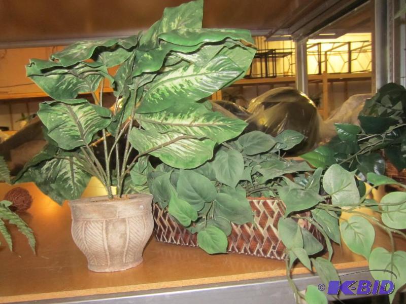 Lot of two artificial plants and planters.  &...