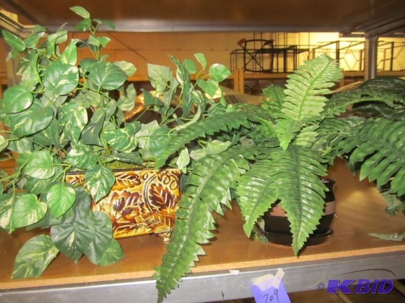 Lot of two artificial plants and planters.  &...