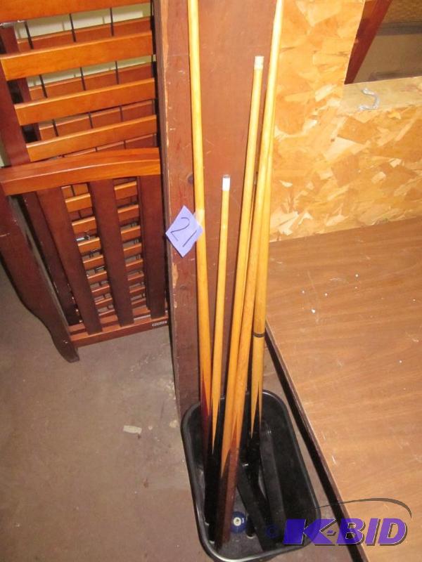 Lot of pool cues.&nbsp  &nbsp  &nbsp...