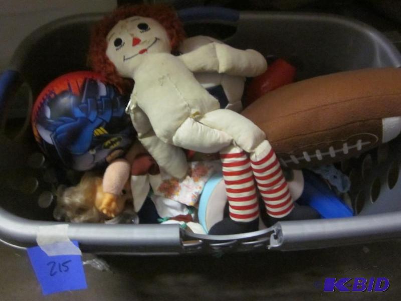 Bin full of misc. childrens decor and toys. ...
