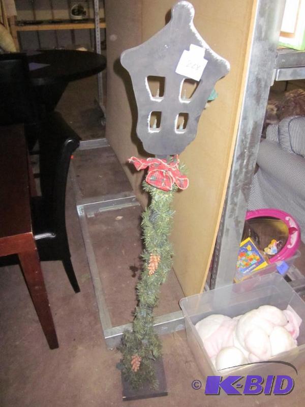 Decorative seasonal wood stand with lights.  ...