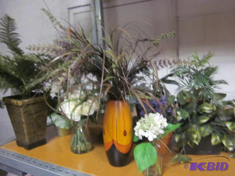 Larger lot of artificial plant and flowers an...