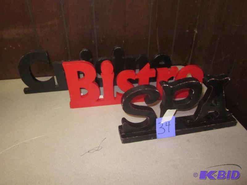 Lot of three wooden decorative art signs.  &n...