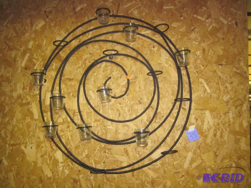 Large 20&quot diameter metal and glass candl...