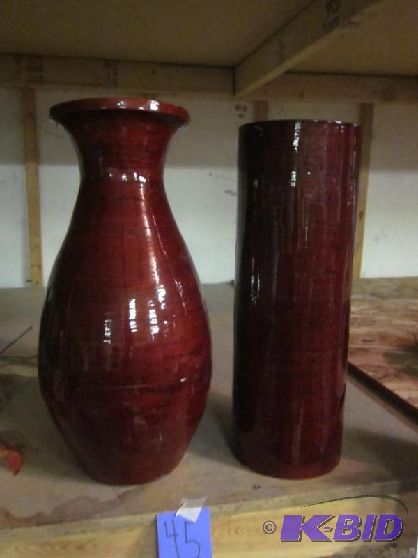 Lot of two tall wood vases.  &nbsp  &nbsp...