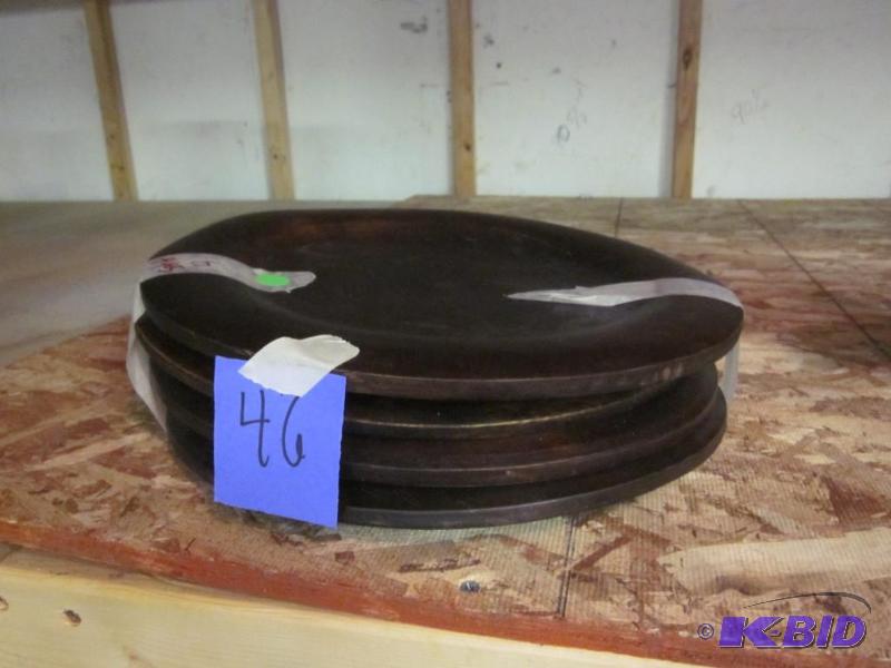 Lot of three wooden serving plates or trays. ...