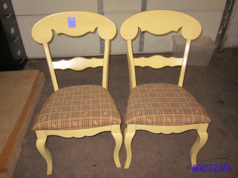 Pair of solid wood yellow chairs.&nbsp...