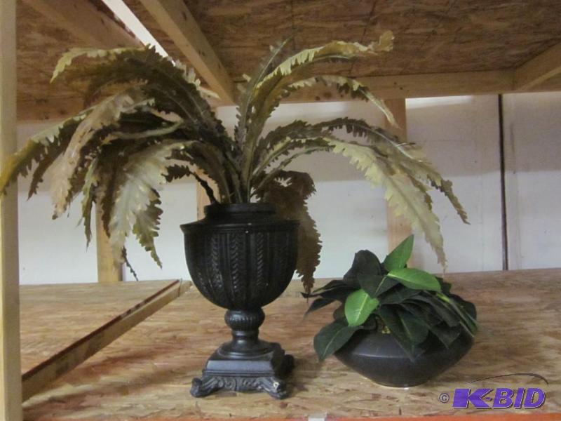 Pair of decorative vases and artificial flowe...