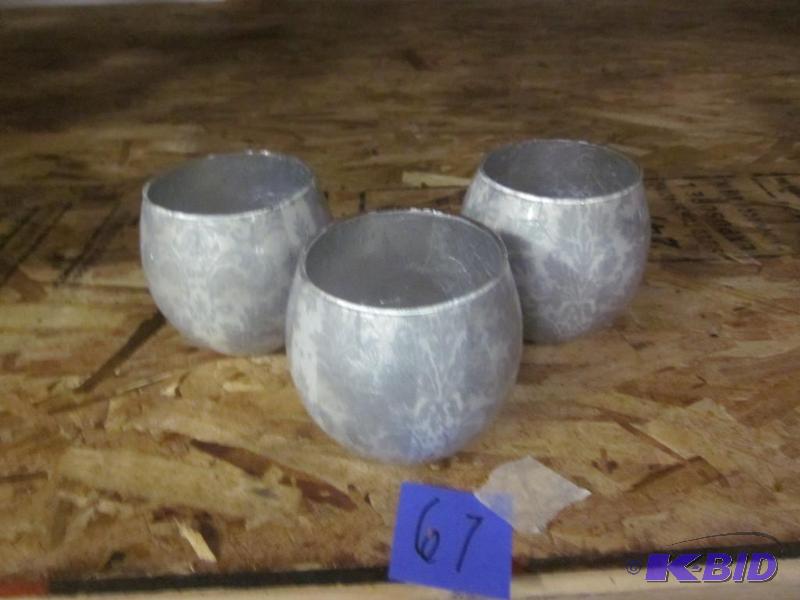 Lot of three decorative frosted glass candle ...