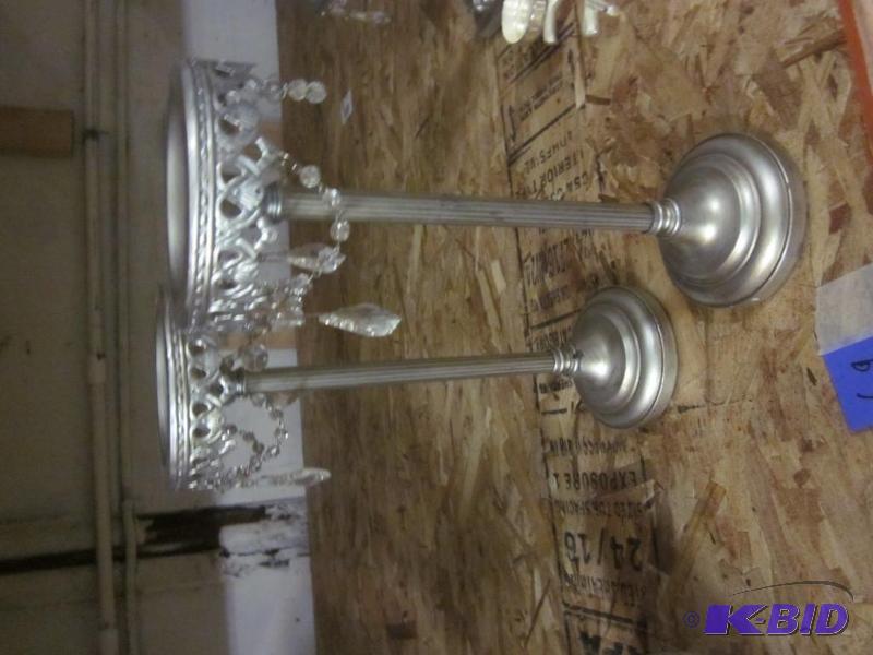 Pair of metal decorative candle holders with ...