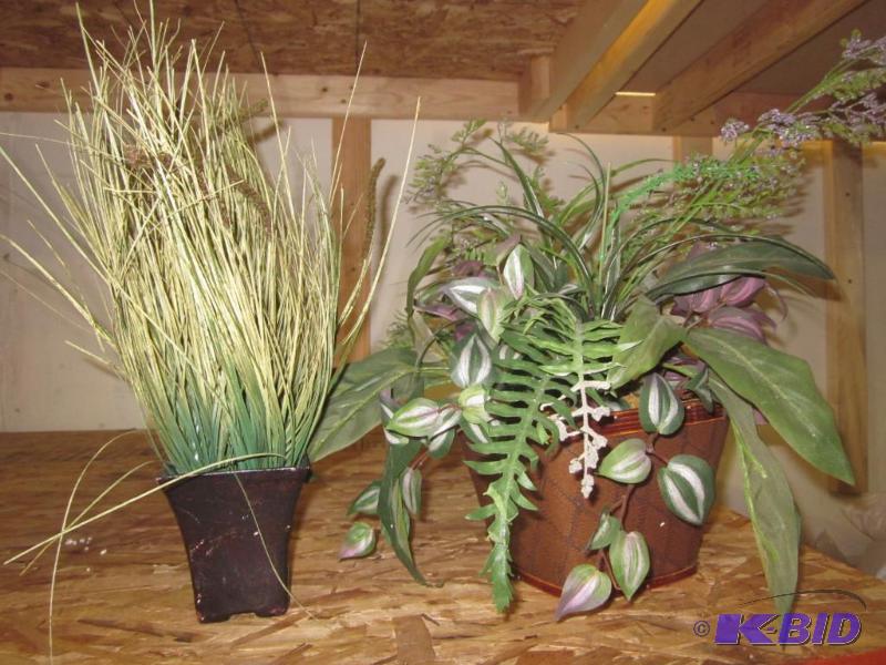 Pair of artificial plants and planters.  &nbs...