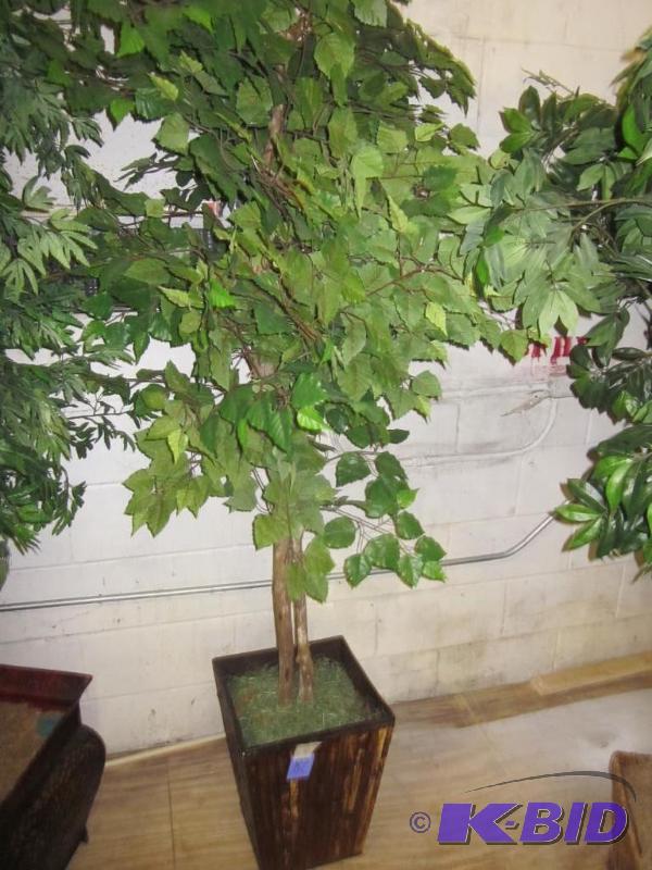 Artificial tree in bamboo planter.  &nbsp  &...