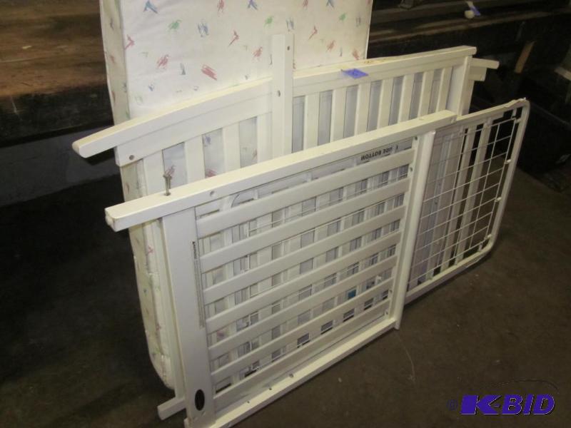 White crib with everything but hardware.&nbsp...
