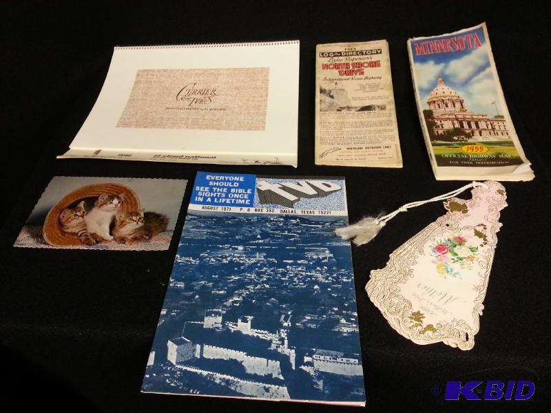 lot 27 image: Vintage Maps, Antique Mothers Day Card, Vintage Calendar,  Postcard
