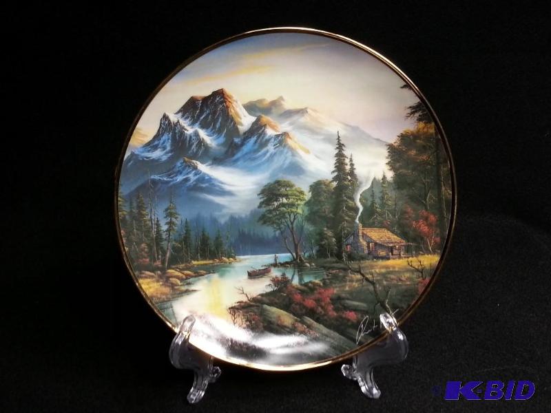 lot 34 image: Franklin Mint Mountain Retreat Ron Huff Collector Plate Fine Porcelain 24K Rim