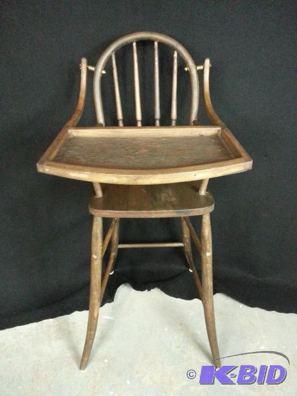 lot 56 image: Mid-1800s 19th Century High Chair w Brass Fittings