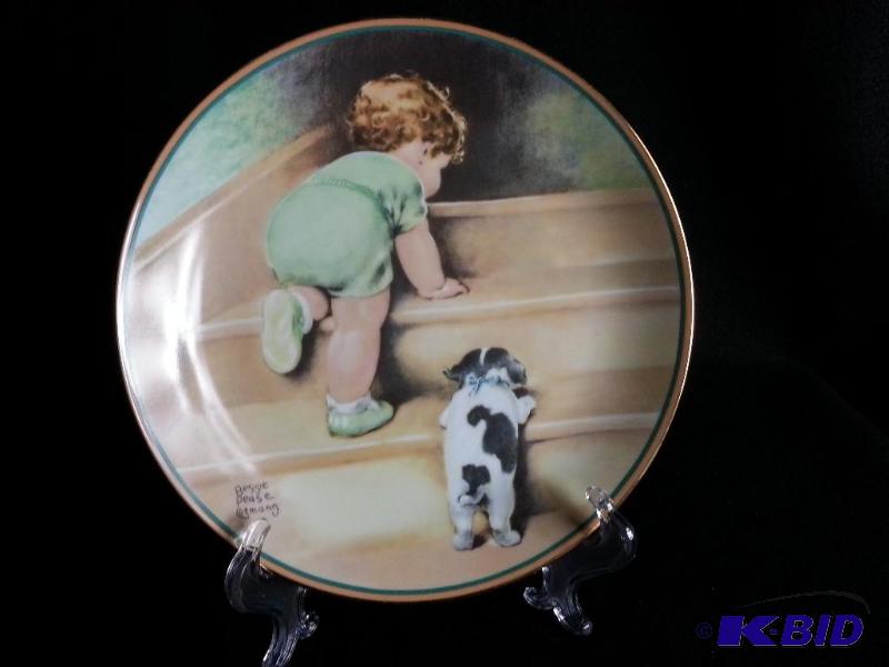 lot 76 image: Hamilton Collection On The Up and Up Bessie Cutmann Collector Plate Fine Porcelain Gold Rim