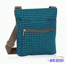 lot 8 image: Organizing Shoulder Bag in Teal Houndstooth