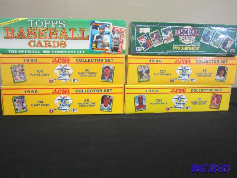 lot 5 image: 6 Boxes 1990 Baseball Cards - Topps, Upper Deck & Score