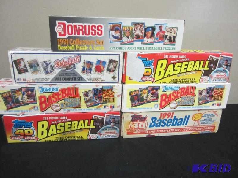 lot 8 image: 7 Boxes 1991 Baseball Cards - Donruss, Topps & Upper Deck