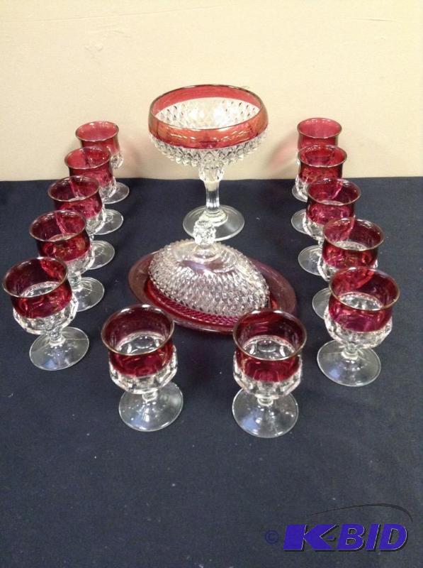 lot 100 image: Ruby Flash Goblets